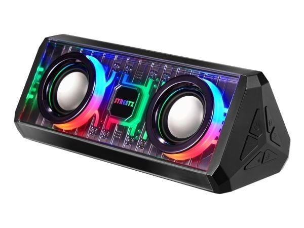 Streetz Gjennomsiktig bluetooth-høyttaler med TWS og LED-lyseffekter, 10 W, 10 W, 100 - 20000 Hz, Trådløs, 10 m, Stereo bærbar høyttaler, Svart