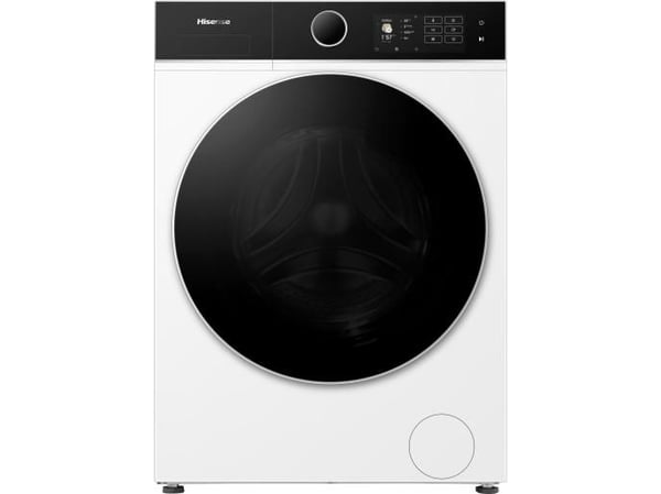 Hisense WD5I8043BWF, Edestä täytettävä, Vapaasti seisova, Valkoinen, Vasen, musta, musta