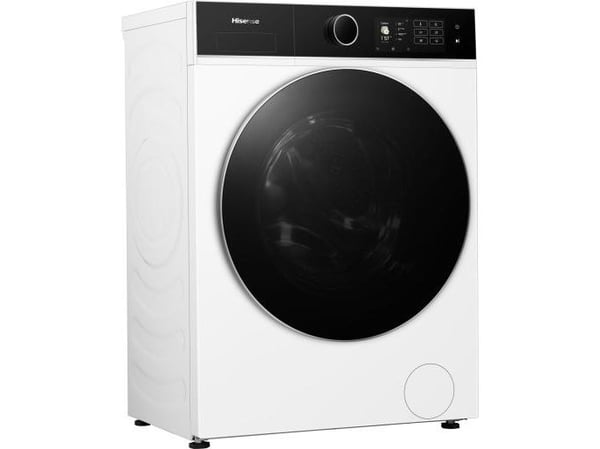 Hisense WD5I8043BWF, Frontmatet, Frittstående, Hvit, Venstre, Svart, Svart