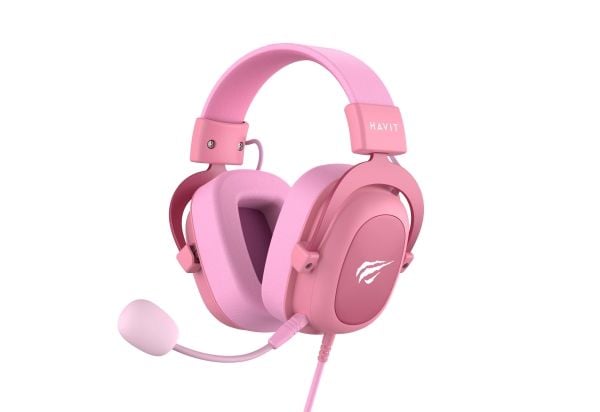 Havit 6950676215465, Koblet med ledninger (ikke trådløs), 20 - 20000 Hz, Spilling, Hodetelefoner, Rosa