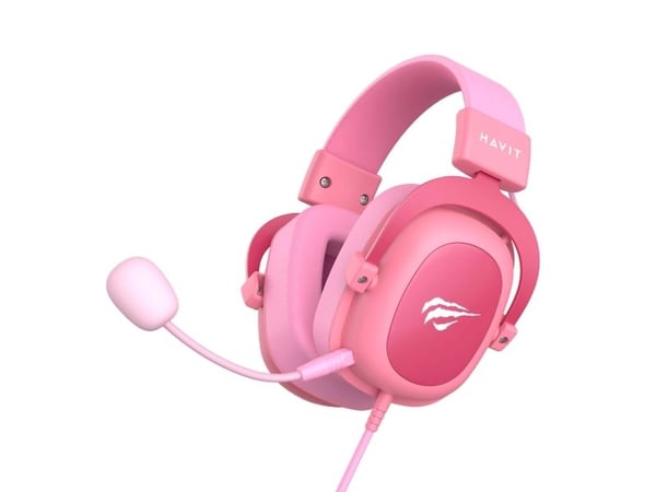 Havit 6950676215465, Koblet med ledninger (ikke trådløs), 20 - 20000 Hz, Spilling, Hodetelefoner, Rosa