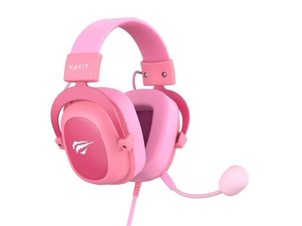 Havit 6950676215465, Koblet med ledninger (ikke trådløs), 20 - 20000 Hz, Spilling, Hodetelefoner, Rosa