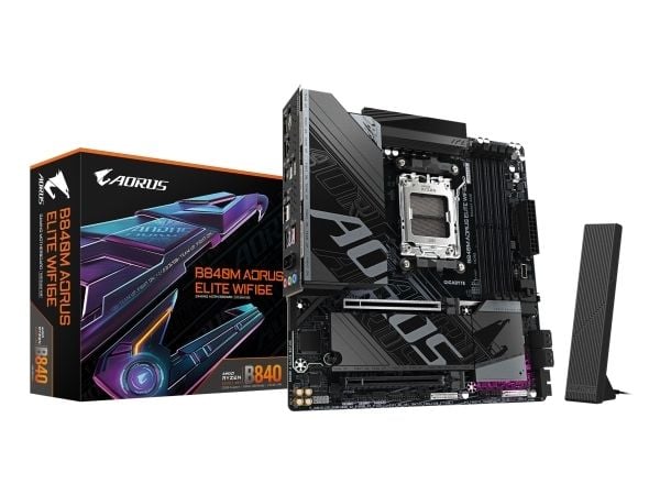 AORUS B840M ELITE WIFI6E - Hovedkort - micro ATX - Socket AM5 - AMD B840 Chipset - USB 3.2 Gen 2, USB-C 3.2 Gen 1, USB 3.2 Gen 1 - Wi-Fi 6E, 2.5 Gi...