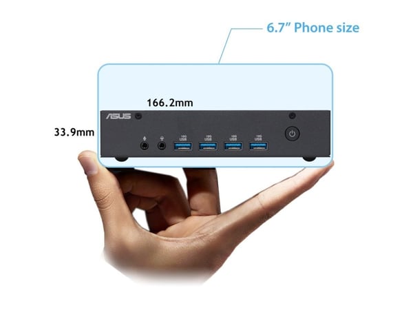 ASUS ExpertCenter PN43 SN100AD - Mini-PC N-series N100 / inntil 3.4 GHz - RAM 4 GB - SSD 128 GB - NVMe - UHD Graphics - IEEE 802.11ax (Wi-Fi 6E), G...