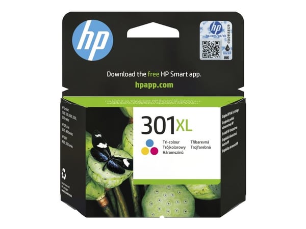 HP 301XL Tri-color bläckpatron, original, pigmentbläck, blått, magenta, gult, bläckstråleskrivare, trefärgad, 1,5 år