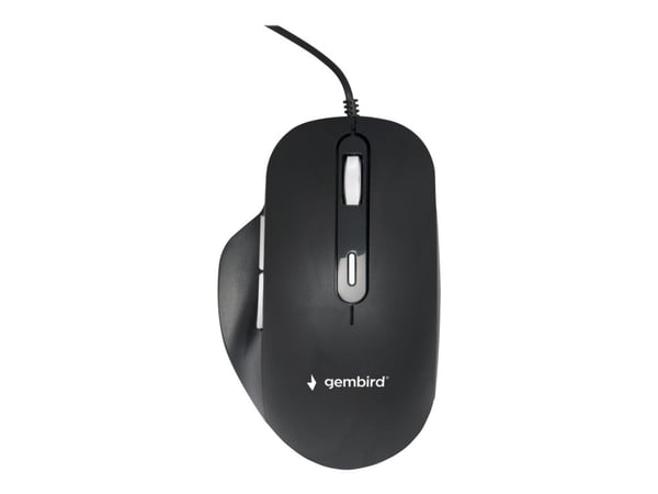 Gembird - Hiiri - ergonominen - optinen - 6 painiketta - langallinen - USB 2.0 - musta - lahjapakkaus, jossa läpinäkyvä ikkuna