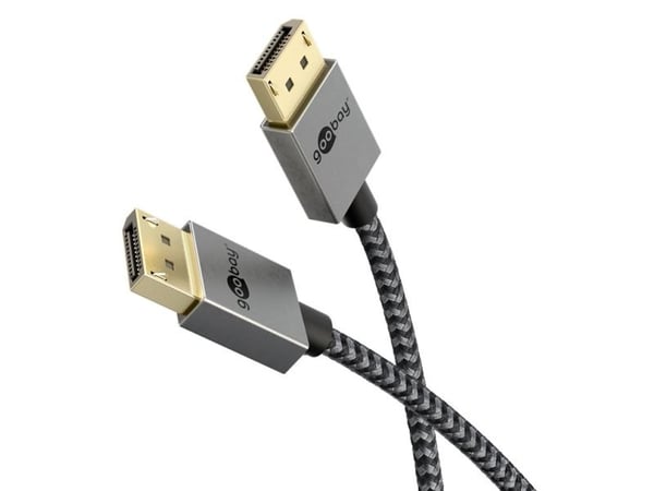 Goobay Slim DisplayPort -Kabel 2.0/2.1 40 Gbit/s - 8K/120 Hz DSC, 2 m, DisplayPort, DisplayPort, 40 Gbit/s, 170 mm, 230 mm