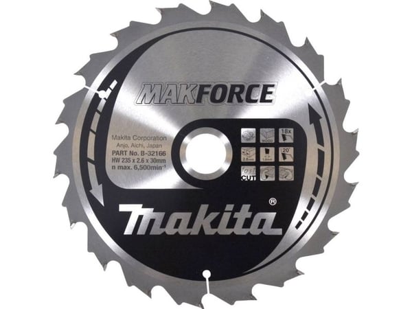 Makita B-32166, Puu, 23,5 cm, 3 cm, 6500 RPM, 2,6 mm, Makita