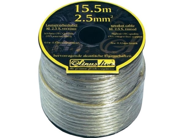 Sinuslive KL-2,5S Kaiutinkaapeli 1 x 2,50 mm² Hopea 15,5 m