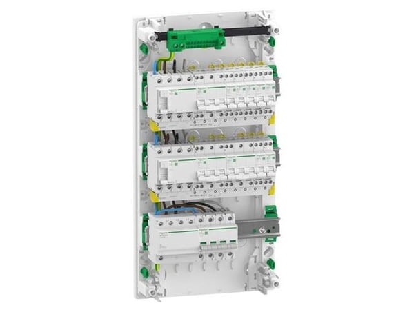 SCHNEIDER ELECTRIC Färdigmonterad Resi9 XP PW gruppcentral, 3 rader 13M: 1xAFB 1xSPD + 2xRCD + 7xC10A 1PN + 2xC16A 3PN + 1xC10A 3PN