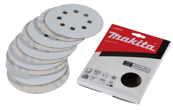 Makita D-65822, Slipskiva, Trä, Vit, Rund, 12,5 cm, 10 styck