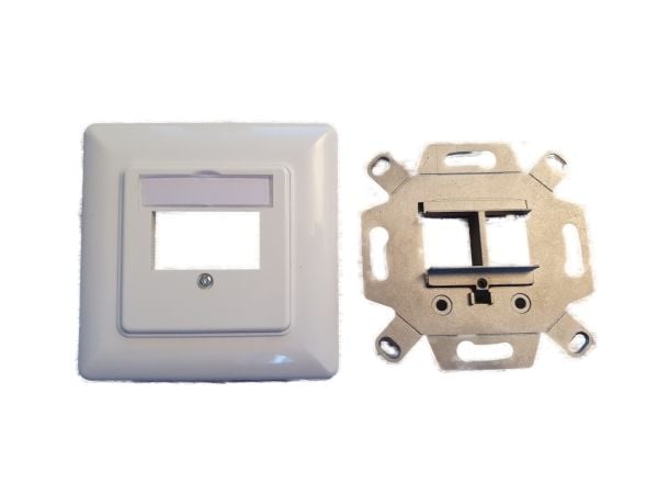 EFB 2-ports rammesett for keystones, rett uttak DIN49075, RAL9003 signalhvit For holding av 2 keystone-moduler Monteringsramme med deksel 80 x 80 m...