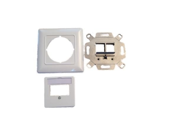 EFB 2-ports rammesett for keystones, rett uttak DIN49075, RAL9003 signalhvit For holding av 2 keystone-moduler Monteringsramme med deksel 80 x 80 m...