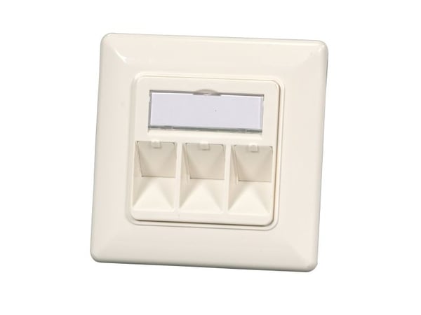 EFB 2-ports rammesett for keystones, rett uttak DIN49075, RAL9003 signalhvit For holding av 2 keystone-moduler Monteringsramme med deksel 80 x 80 m...