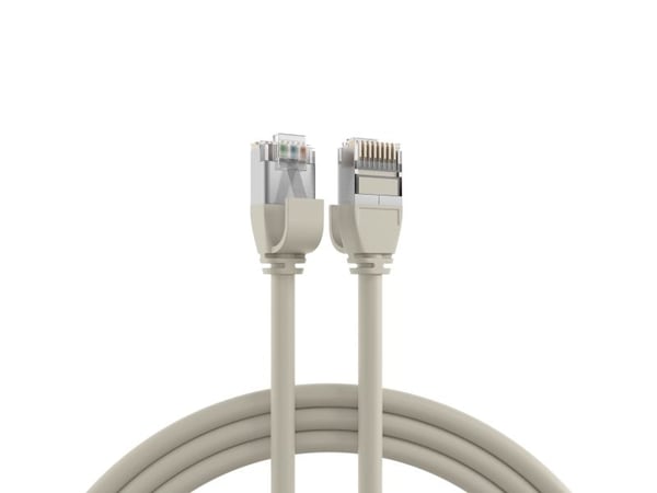 RJ45 Patchkabel U/FTP, Cat.6A, Rohkabel TPE 4,0mm ultraflex, 5m, grau Das_geschirmte_Cat.6A_RJ45_Patchkabel_gewährleistet_sehr_gute_Eigenschaften_f...