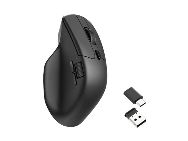 Keychron M6 - Mus - ergonomisk - optisk - 5 knapper - trådløs, kablet - 2.4 GHz, Bluetooth 5.1, USB-C - USB-C trådløs mottaker - svart