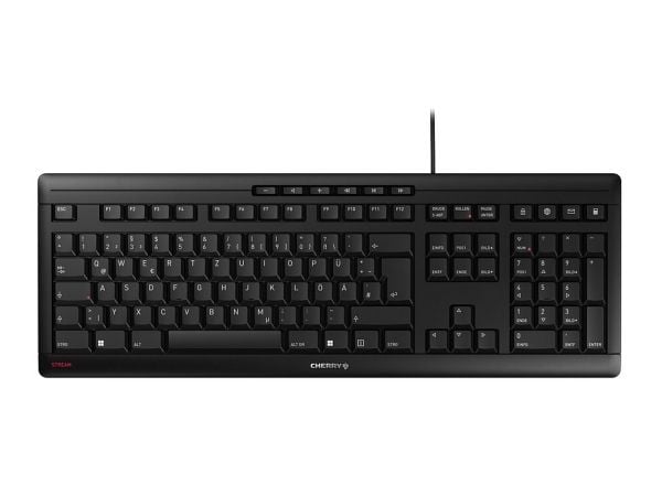 CHERRY STREAM KEYBOARD - Tastatur - 100% - full size - USB - QWERTY - portugisisk - tastkontakt: CHERRY SX - sort/grå