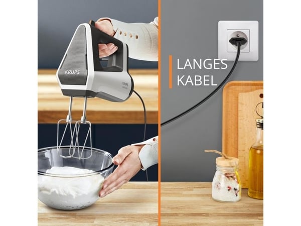 Krups 3MIX 6000, Håndmikser, Grå, Hvit, Miksing, Rustfritt stål, 600 W, 124 mm