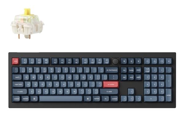 Keychron V6 Max - Tastatur - QMK/VIA, tilpasset mekanisk, fullt montert knapp - 100% - full size - bakgrunnsbelyst - trådløs - Bluetooth 5.1, 2.4 G...