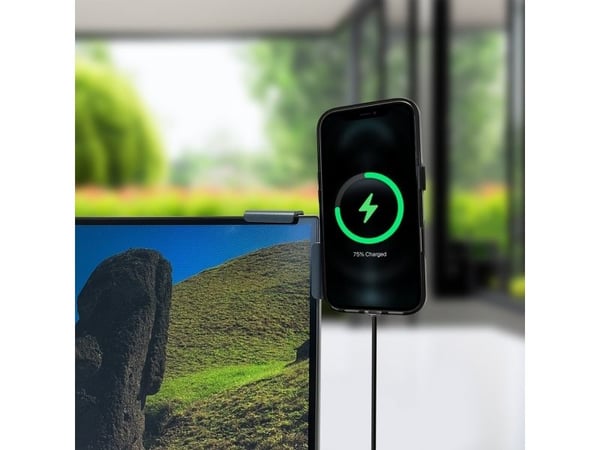 4smarts 541114, Wireless charger, Aktiv holder, Bil/innendørs, Sort, Grå