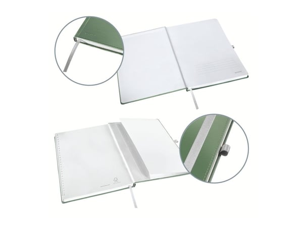 Leitz Style - Notisbok - eskebundet - A5 (145 x 210 mm) - 80 ark / 160 sider - elfenbenspapir - rutet - olive green cover