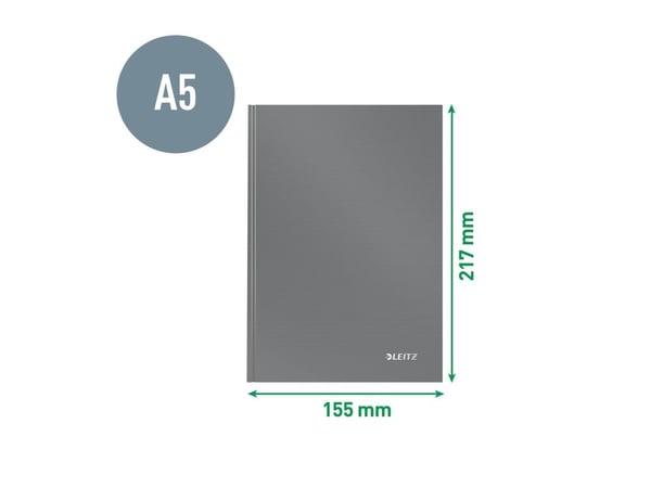 Leitz Solid - Notisbok - A5 (148 x 210 mm) - 80 ark / 160 sider - rutet - lys rød - plast