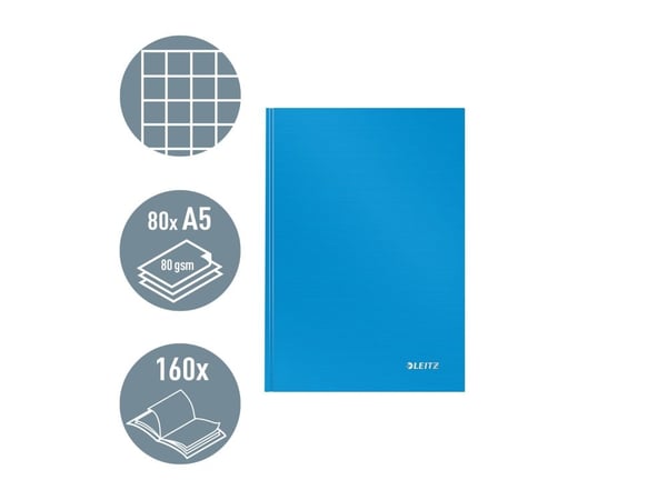 Leitz Solid - Muistikirja - A5 (148 x 210 mm) - 80 arkkia / 160 sivua - neliskanttinen - vaaleansininen - muovia