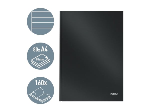 Leitz Solid - Anteckningsblock - A4 (210 x 297 mm) - 80 ark / 160 sidor - linjerad - svart - palst