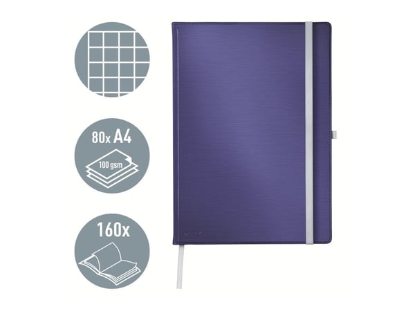 Leitz Style - Notisbok - eskebundet - A4 (210 x 297 mm) - 80 ark / 160 sider - elfenbenspapir - rutet - titanium blue cover