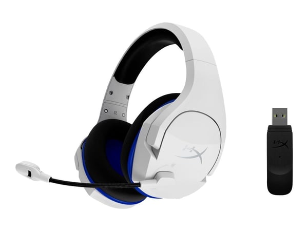 HyperX Cloud Stinger Core - Hodesett - full størrelse - 2,4 GHz - trådløs - hvit, blå - for Victus by HP Laptop 15, 16; Laptop 14, 15, 17; Pavilion...