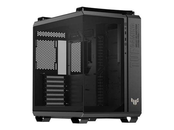 ASUS TUF Gaming GT502 Horizon - Mid tower spel - ATX - genomskinlig sidopanel (härdat glas) - ingen strömförsörjning - classic black - USB/ljud