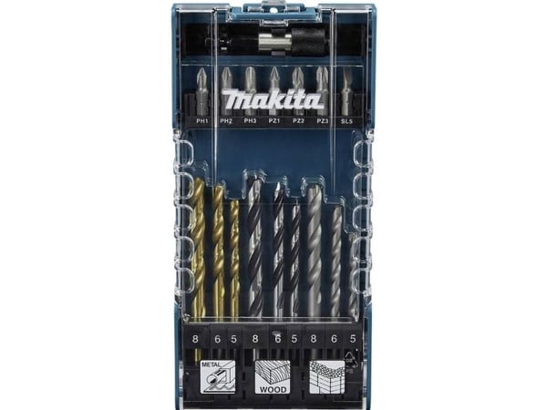 Porakone- ja vääntömomenttipiikkisarja Makita D-74887; 17 kpl.