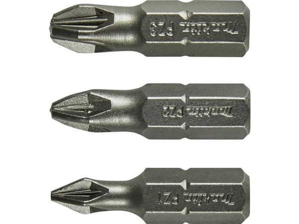 Makita - Spissett for skrutrekker - 3 deler - pozidriv - PZ1, PZ2, PZ3 - heksagonal - lengde: 25 mm