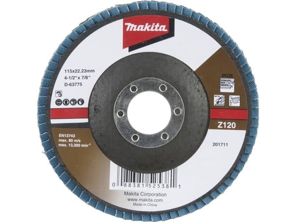 Makita D-63775, Slipeskive, Flatt senter, Makita, 2,22 cm, 11,5 cm, 80 m/s