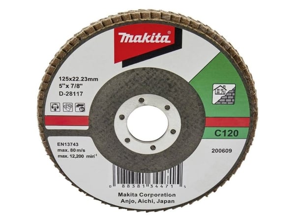 Makita D-28117, Slipeskive, Flatt senter, Makita, 2,22 cm, 12,5 cm, 80 m/s