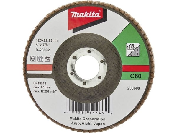 Makita D-28092, Slipskiva, Platt i mitten, Makita, 2,22 cm, 12,5 cm, 80 m/s