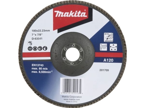 Makita D-63541, Slipskiva, Platt i mitten, Makita, 2,22 cm, 18 cm, 80 m/s