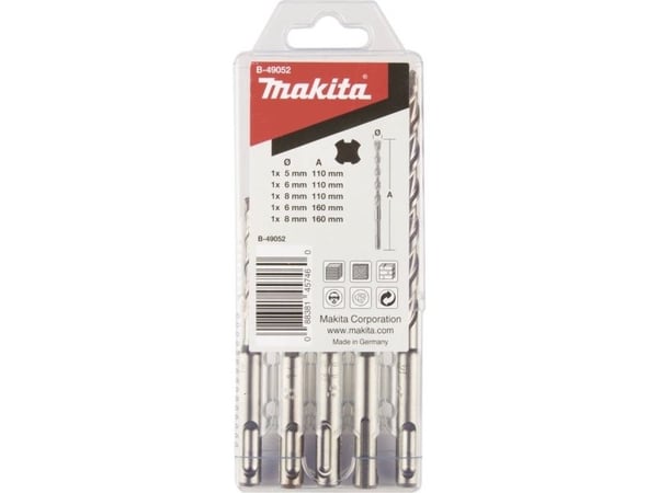 Makita V-PLUS Drill Set #2 - Borsett - for betong - 5 deler - 5 mm, 6 mm, 8 mm - SDS-plus - lengde: 160 mm, 110 mm