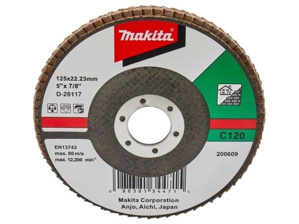 Makita D-28117, Slipeskive, Flatt senter, Makita, 2,22 cm, 12,5 cm, 80 m/s