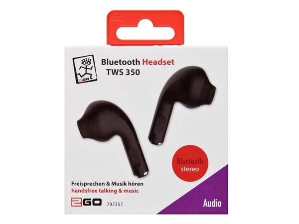 2GO 797357, True Wireless Stereo (TWS), Puhelut/Musiikki, Kuulokkeet, musta