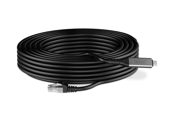 DIGITUS - Nettverkskabel - USB-C (hann) til RJ-45 (hann) - 6.2 mm - S/FTP - dupleks - CAT 6a - USB 3.2 Gen 1 - støtte for Gigabit Ethernet, halogen...