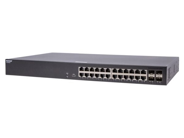 Ruckus ICX 8100 - Switch - Styrt - 24 x 10/100/1000 (PoE+) + 4 x 1 Gigabit SFP - front og side til bakside - rackmonterbar - PoE+ (370 W)