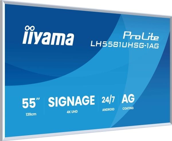 iiyama ProLite LH5581UHSG-1AG - 55" Diagonalklasse (54.6" synlig) LED-bakgrunnsbelyst LCD-skjerm - intelligent skilting - med innebygd SoC-mediespi...