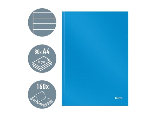 Leitz Solid - Notisbok - A4 (210 x 297 mm) - 80 ark / 160 sider - linjert - lyseblå - plast