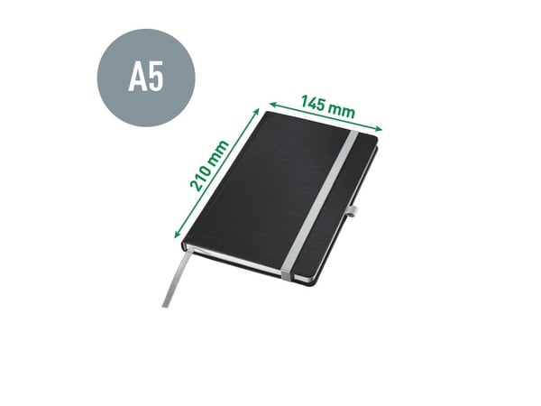 Leitz Style - Notisbok - eskebundet - A5 (145 x 210 mm) - 80 ark / 160 sider - elfenbenspapir - vanlig - satengsvart omslag