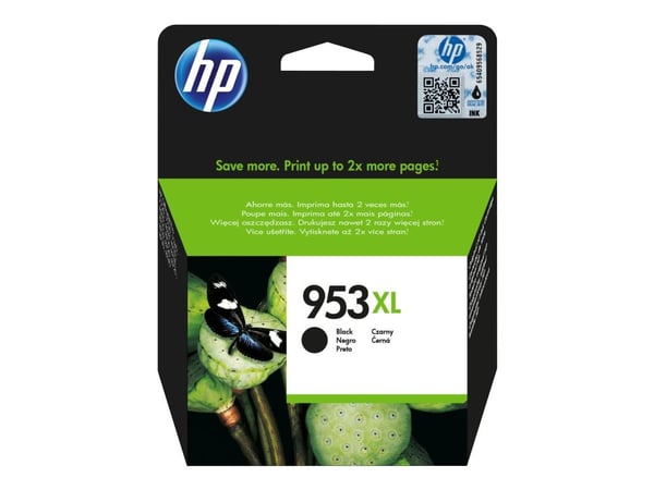 HP 953XL riittoisa musta alkuperäinen mustekasetti, Korkea, Musta, Väriainepohjainen muste, 42,5 ml, 1 kpl, 2000 sivua
