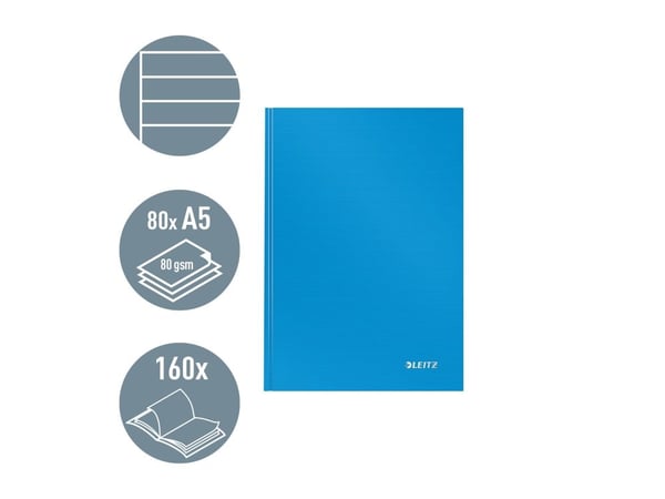 Leitz Solid - Anteckningsblock - A5 (148 x 210 mm) - 80 ark / 160 sidor - linjerad - ljusblå - palst