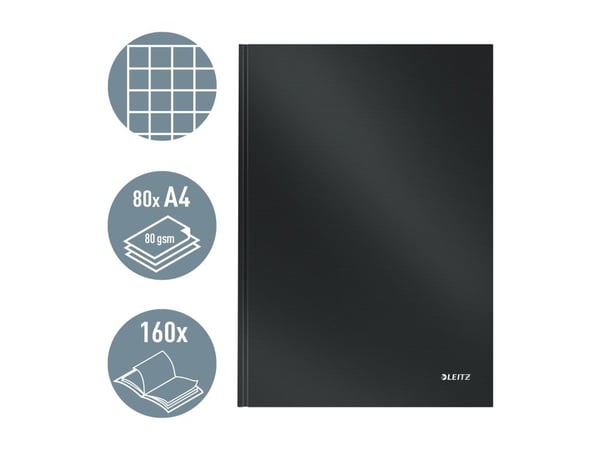 Leitz Solid A4, Yksivärinen, Musta, A4, 80 arkkia, Matta, 90 g/m²