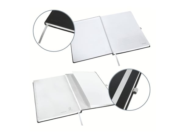 Leitz Style - Notisbok - eskebundet - A5 (145 x 210 mm) - 80 ark / 160 sider - elfenbenspapir - vanlig - satengsvart omslag