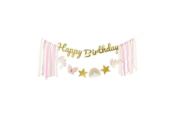PartyDeco GRL120, Vimpler, Papir, Flerfarget, Bursdag, Jente, 2300 mm